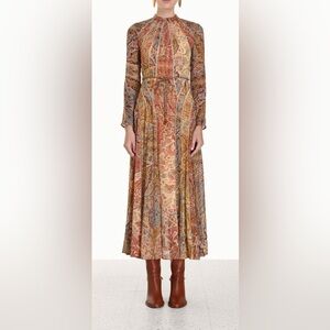 Zimmermann Luminosity Panelled Midi Dress Size AU 0P/US 2